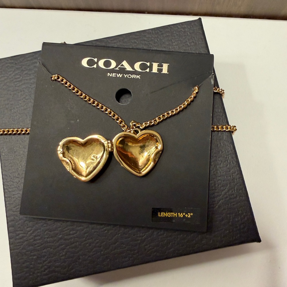 Coach Rainbow Heart Locket Necklace Gold Tone Enamel Pendant NWT - Picture 3 of 4